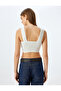 Textured Slim Fit Round Neck Back Detail Sleeveless Crop Top - 4
