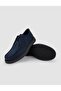 100% Genuine Leather Navy Blue Nubuck Lace-Up Men's Casual Shoes - 4