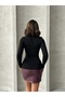Women's Black Stand Collar Long Sleeve Blouse - 5