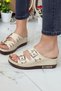 Darma Women's Daily Slippers Double Tape Stone Buckle Orthopedic Sole Mother's Outdoor & Indoor Slippers Beige - 4