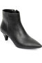 (Pine Cone) Thin Heeled Pointed Toe Zippered Casual Women's Short Boots Black - 5