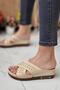 Erika Women's Daily Straw Patterned Anti-Sweat Anatomical Orthopedic Sole Mother's Outdoor House Slippers Beige - 4