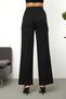 Women's High Waist Pencil Loose Wide Leg Pocket Fabric Trousers - Black - 8