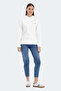 Kathy in Women's Hooded White Sweatshirt - 7