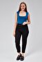 Petrol Blue Lined Zero Sleeve Square Collar Low-Cut Snap Bodysuit - 4