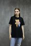 Women's Oversize Love Teddy Bear Print Black T-Shirt