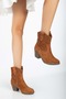 Women's Genuine Leather Soft Suede Western Cowboy Boots - Tan Suede - 4