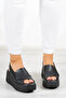 Black Genuine Leather - Wedge Heeled Olivia Sandals - 3