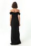 Women's Black Boat Neck Pearls Long Promise Engagement Wedding Evening Dress - 5