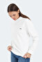Kathy in Women's Hooded White Sweatshirt - 3