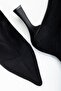 Women's Black Suede High Heel Boots - 3