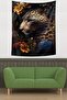 Tiger in Flower Garden Stain Resistant Fabric Wall Cover Wall Carpet Tapestry