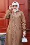 Armine Long Trench Coat with Front Pocket Detail - 7