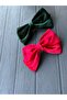 Green or Red Velvet Double Bow, Child/Adult Automatic Buckle