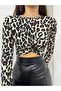 Leopard Knotted Crop Blouse - 2