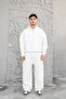 White Cozy Basic Half Zipper Oversize Sweatshirt - 4