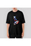 Captain America Mjolnir and Shield Oversize Black T-Shirt XL