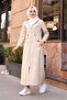 Hooded Full-Length Long Trench Coat with Ankle and Inner Stripes