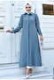 Long Ferace Tunic with Buckle Detail on the Front and Hidden Buttons - 3