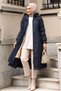 Women's Waterproof Coat with Ribbed Sleeves and Fur Inside and Removable Hood - 4