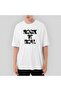 Black Rock 'N' Roll Text Oversize White T-Shirt