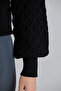 Women's Balloon Sleeve Knitted Patterned Crop Knitwear Black Cardigan - 4