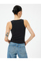 U-Neck Cotton Slim Fit Jewelled Ribbed T-Shirt - 4