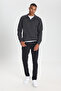 Men's Anthracite-Melange Cotton Standard Fit Regular Cut Polo Collar Knitwear Sweater - 3