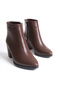 Poffy Matte Zipper Detailed Women's Heeled Boots