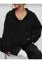 2-Piece Unprinted Zippered Cardigan Sweatshirt - Black Gray Oversize Winter Thick Hood - 2