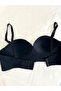 Suede Textured Padded Push up Strapless Bra - 3