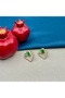 Women's Green Jewelled Triangle Design Gold Earrings - 4
