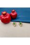 Women's Green Jewelled Triangle Design Gold Earrings - 3