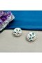 Women's Gold Green Blue Stone Floral Earrings - 5