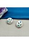 Women's Gold Green Blue Stone Floral Earrings