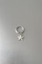 Unisex Silver Minimal Star Figured Steel Hoop Earrings - 2