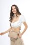 Tan Straw Women's Multi-Compartment Quilted Crossbody Bag - 6