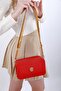 Red Women's Patterned Box Bag - 5