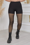 Women's Black Winter Pantyhose with Fleece Inside Woven Thick Pantyhose Skin-Looking Magic Socks - 5