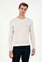 Men's Slim Fit Crew Neck Stone Melange Basic Sweater 50288888-Vr225