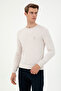 Men's Slim Fit Crew Neck Stone Melange Basic Sweater 50288888-Vr225 - 3