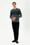 Men's Slim Fit Crew Neck Anthracite Melange Sweater 50293041 -Vr081 - 4