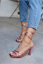 Santa Candy-Pink Stripe Detailed Women's Heeled Shoes - 3