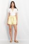 Women High Waist Denim Paperbag Shorts, Yellow - 3