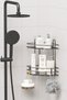 2-Tier Adhesive Bathroom Corner - Shelf Shower Shampoo Holder Wall Organizer - 4