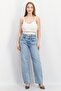 Women V-Neck Sleeveless Textured Crop Tank Top, White - 2