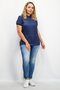 Women Stand Collar Short Sleeve Logo Top, Navy - 4