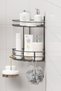 2-Tier Adhesive Bathroom Corner - Shelf Shower Shampoo Holder Wall Organizer - 2