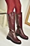 N 654226103   Claret Red Genuine Leather Daily Women's Boots - 3