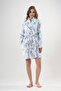 Women's Welsoft Shawl Collar Short Blue Dressing Gown C3T8N0O202 - 4